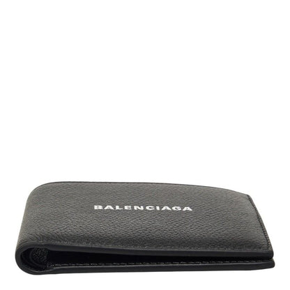 Balenciaga Logo Bifold Wallet Black Leather