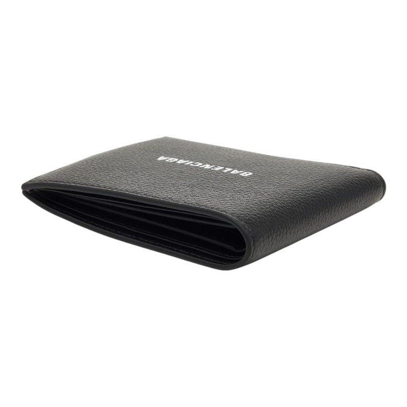 Balenciaga Logo Bifold Wallet Black Leather
