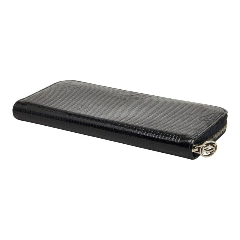 Cartier Happy Birthday Zip Around Wallet Black Patent Leather