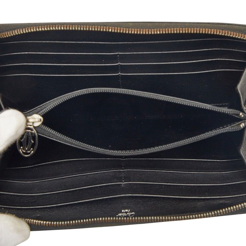 Cartier Happy Birthday Zip Around Wallet Black Patent Leather