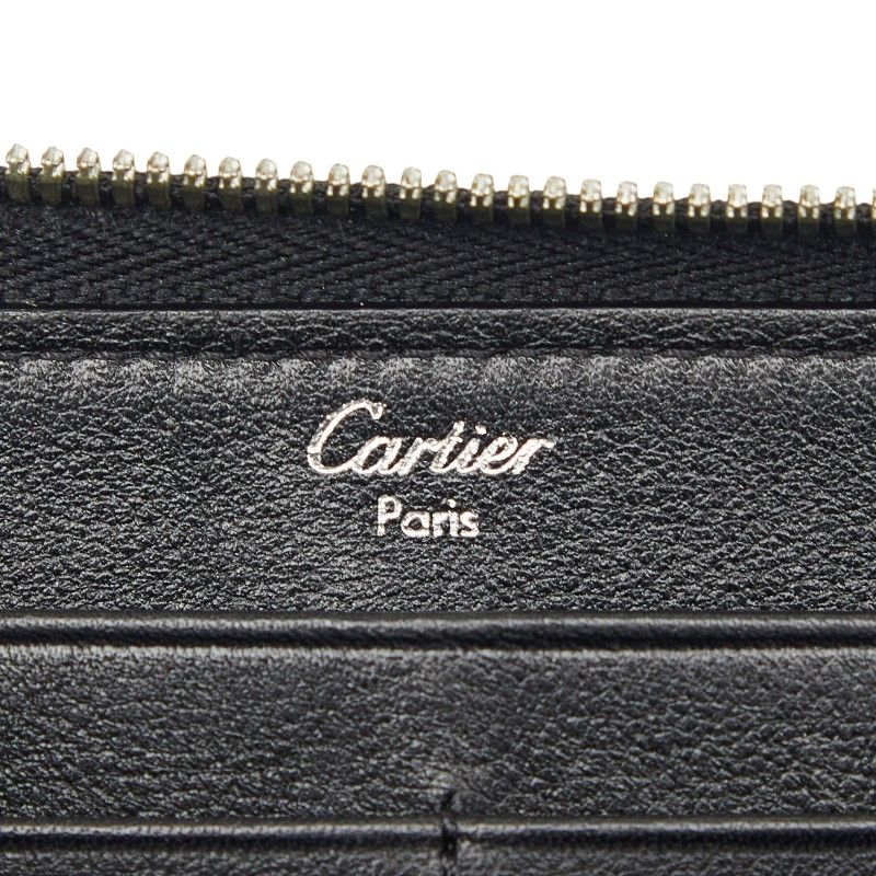 Cartier Happy Birthday Zip Around Wallet Black Patent Leather