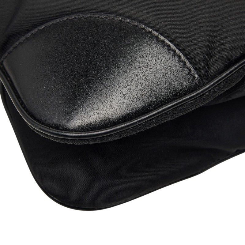 Prada Tessuto Crossbody Shoulder Bag Black Nylon Leather