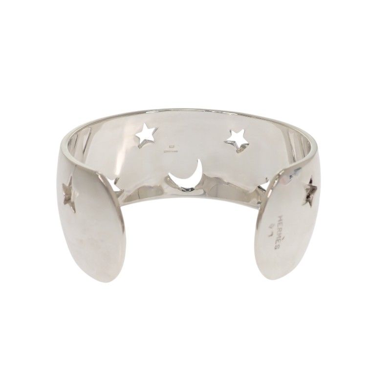 Hermes Moon Star Bangle Bracelet Vintage 925 Sterling Silver