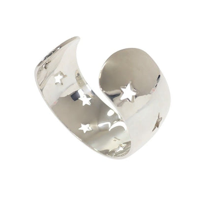 Hermes Moon Star Bangle Bracelet Vintage 925 Sterling Silver