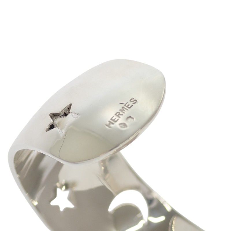 Hermes Moon Star Bangle Bracelet Vintage 925 Sterling Silver