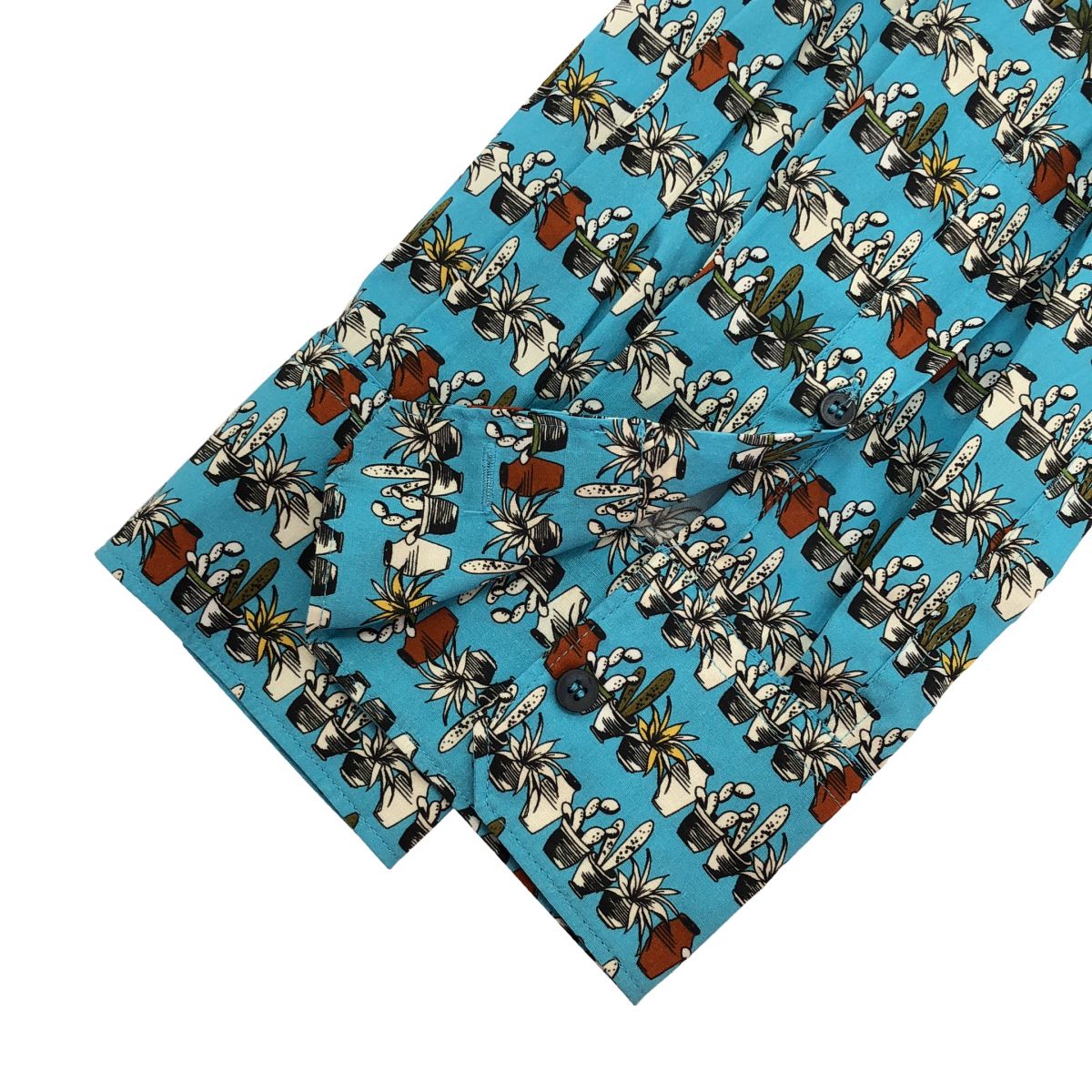 Dolce & Gabbana Sicilia Cactus Print Long Sleeve Shirt Blue