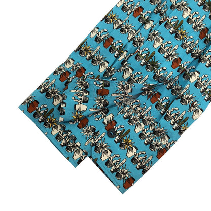 Dolce & Gabbana Sicilia Cactus Print Long Sleeve Shirt Blue