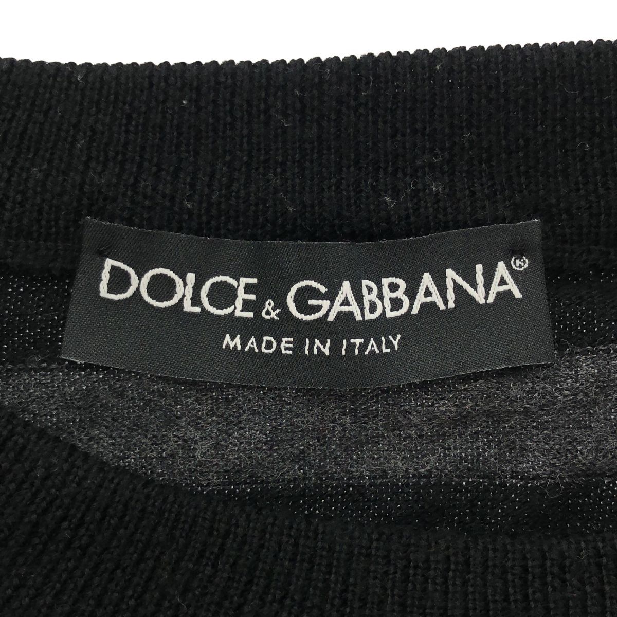 Dolce & Gabbana Embroidery Border Knit Sweater Black Gray 48