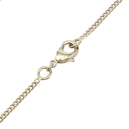 Chanel CC Logo Heart & Aro Line Stone Pendant Necklace Gold Pink Plated Enamel