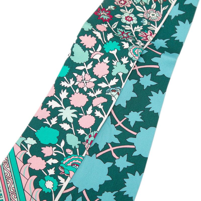 Hermes Twill Tapis Persans Persian Carpet Scarf Green Multicolor Silk