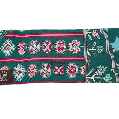 Hermes Twill Tapis Persans Persian Carpet Scarf Green Multicolor Silk