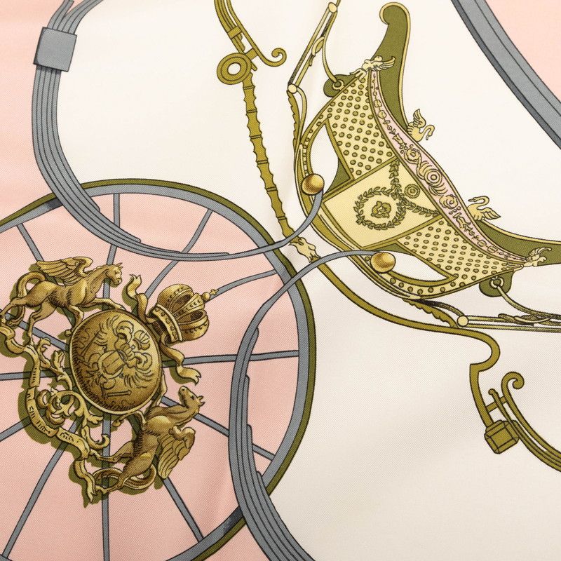 Hermes Carre 90 Spring Carriage Pattern Scarf Pink Multicolor Silk