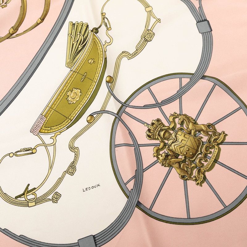 Hermes Carre 90 Spring Carriage Pattern Scarf Pink Multicolor Silk