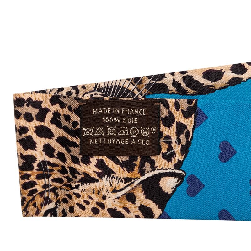 Hermes Twill Jungle Love Scarf Blue Multicolor Silk