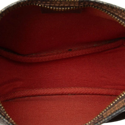 Louis Vuitton Damier Trousse Makeup Handbag Brown Leather