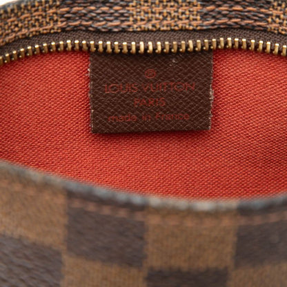 Louis Vuitton Damier Trousse Makeup Handbag Brown Leather