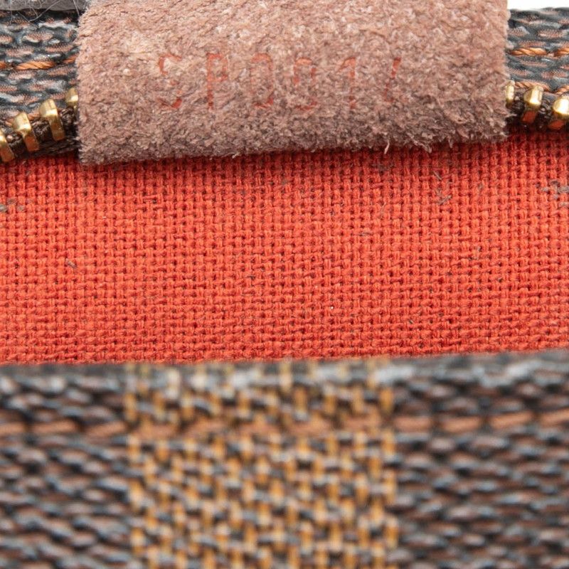 Louis Vuitton Damier Trousse Makeup Handbag Brown Leather