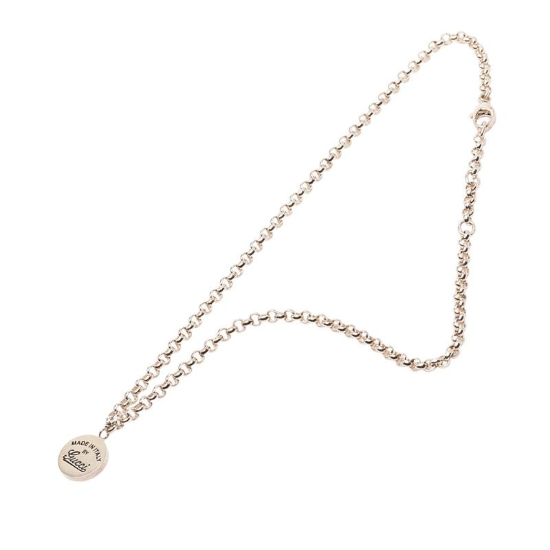 Gucci Chain Logo Pendant Necklace Silver