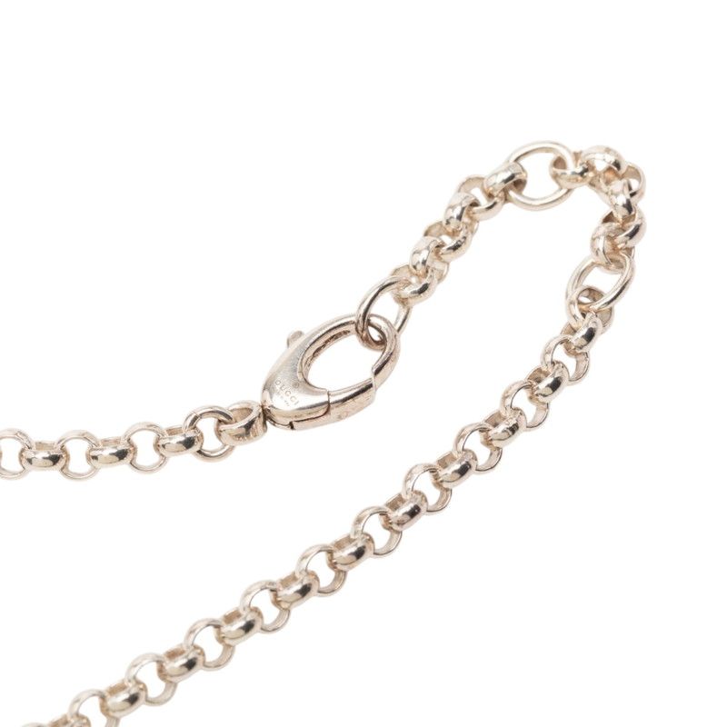 Gucci Chain Logo Pendant Necklace Silver