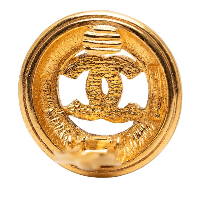 Chanel CC Logo Vintage Earrings Gold Plated