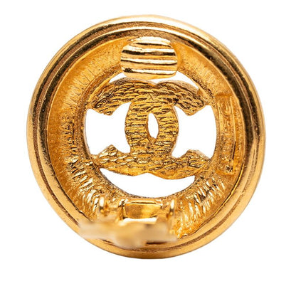 Chanel CC Logo Vintage Earrings Gold Plated