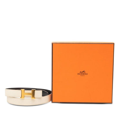 Hermes Constance Buckle Reversible Logo Belt 70 Black White Leather