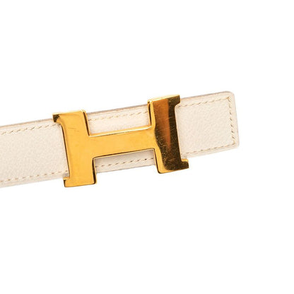 Hermes Constance Buckle Reversible Logo Belt 70 Black White Leather