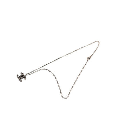 Chanel CC Logo Studs Pendant Necklace Black Metal