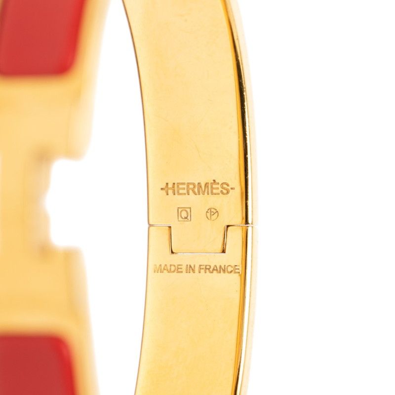 Hermes Click PM Bracelet Bangle Gold Red Plated