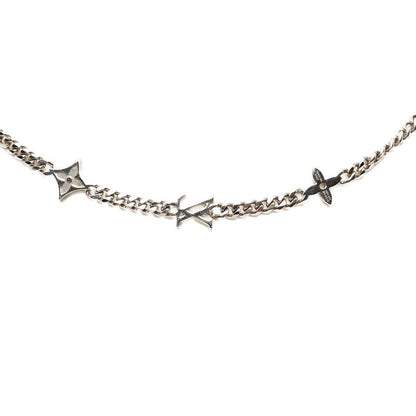 Louis Vuitton Necklace Monogram Low Flower Motif Chain Silver Metal