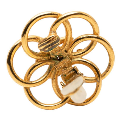 Chanel Flower Motif Earrings Gold Plated