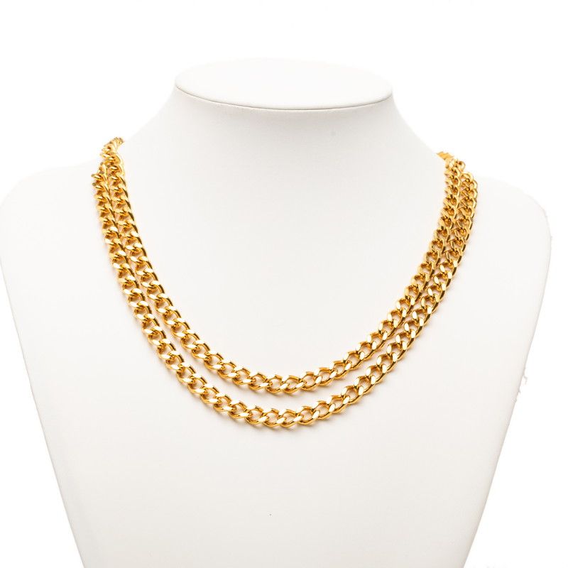 Chanel Necklace Double Chain Gold Plated