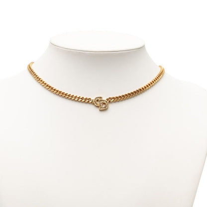 Dior Cdlogo Line Stone Necklace Gold Plated