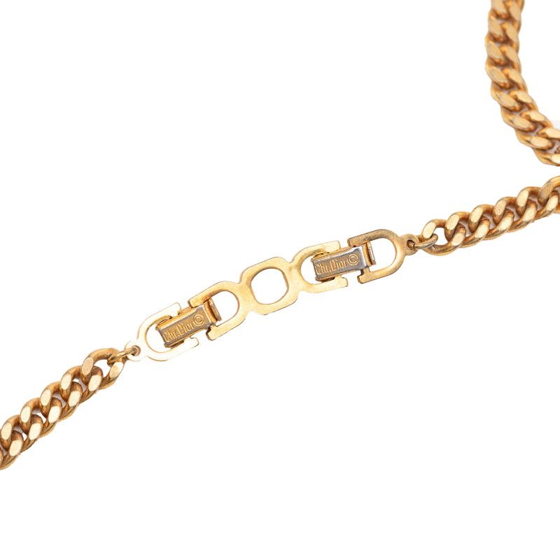 Dior Cdlogo Line Stone Necklace Gold Plated