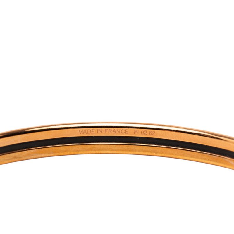 Hermes Enamel TPM Bangle Gold Black Plated Bracelet