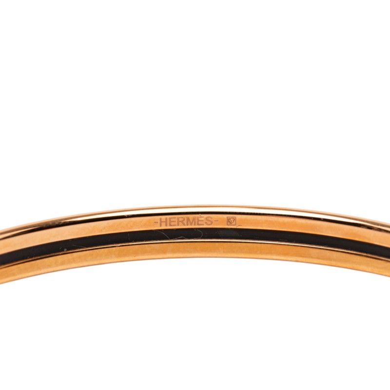 Hermes Enamel TPM Bangle Gold Black Plated Bracelet