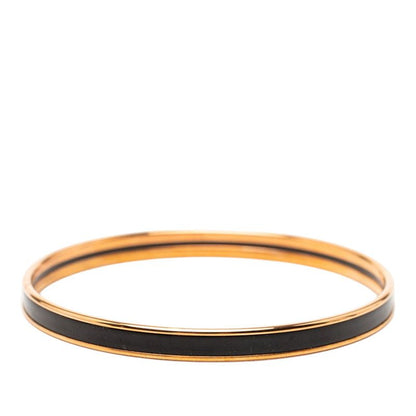 Hermes Enamel TPM Bangle Gold Black Plated Bracelet