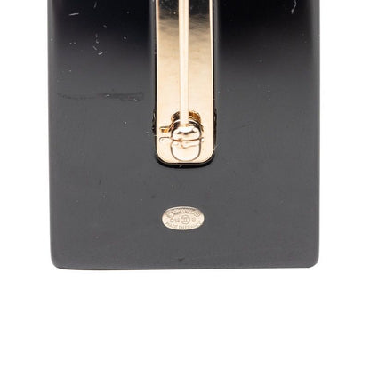 Chanel CC Logo Perfume Bottle Motif Brooch Black White Gold Plastic Plated