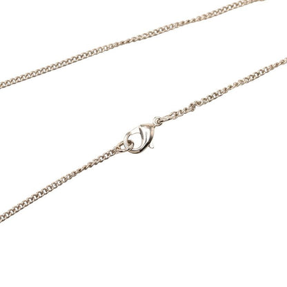 Chanel CC Logo Line Stone Necklace Silver Black Metal