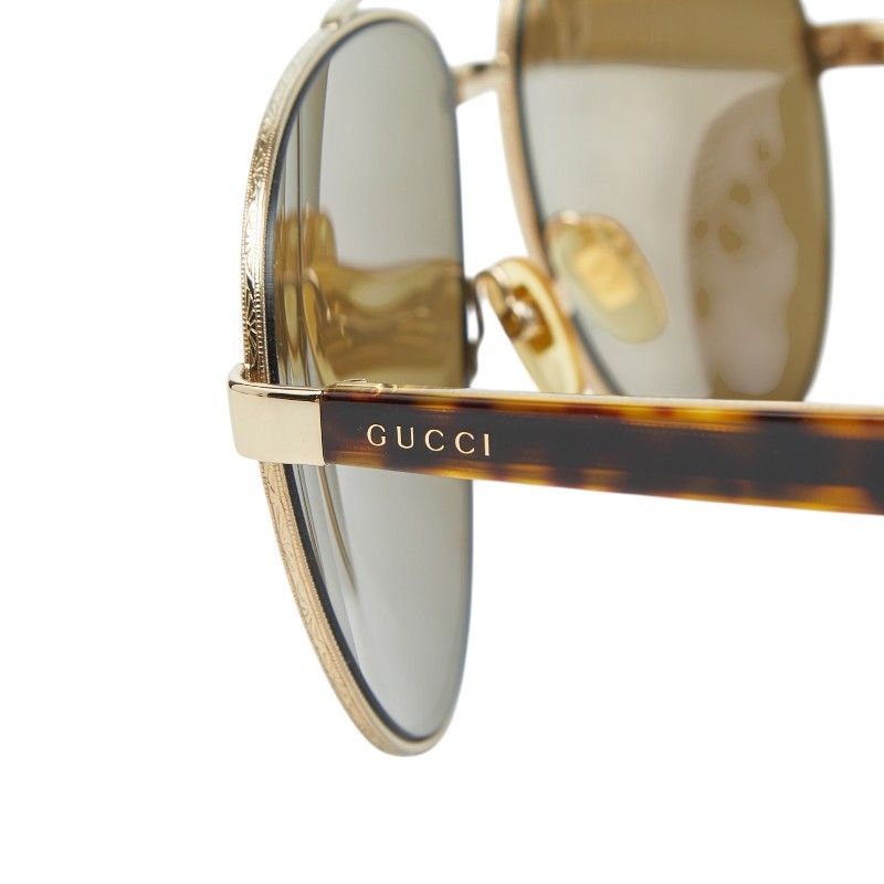Gucci Teardrop Sunglasses Premier Gold Brown Plated Acetate Eyewear