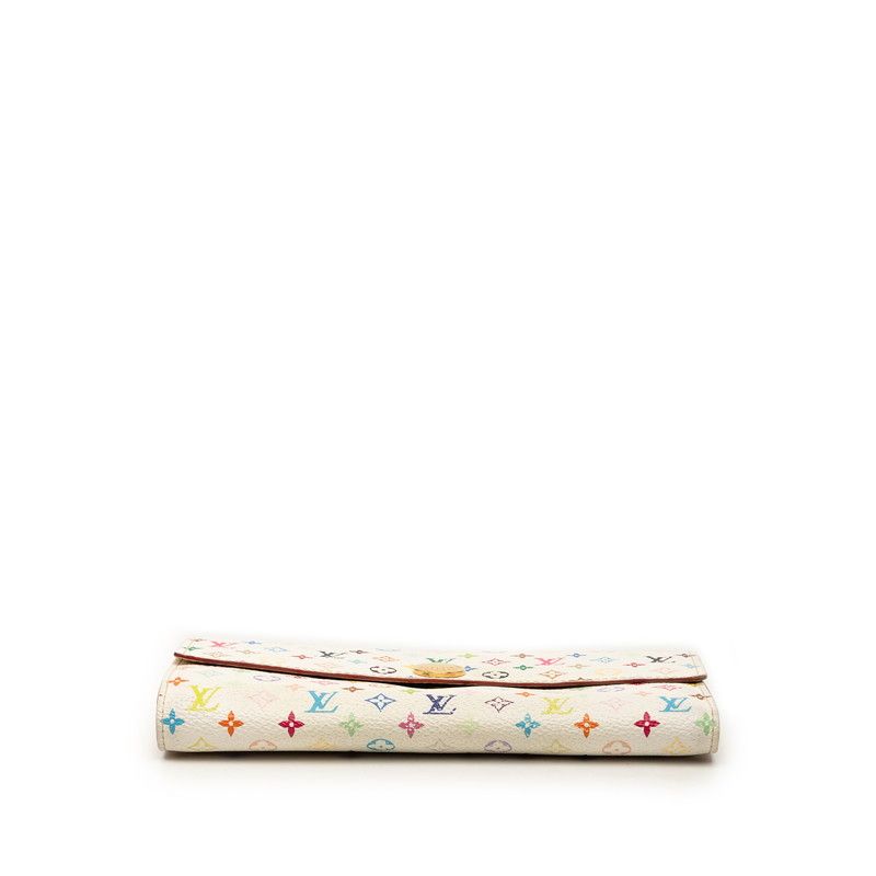 Louis Vuitton Monogram Multicolor Portefeuille Sarah Wallet Blanc White Leather