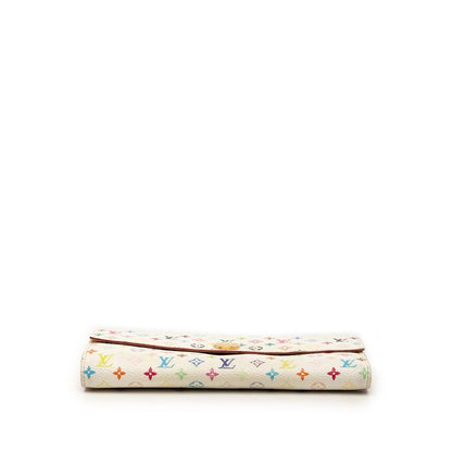 Louis Vuitton Monogram Multicolor Portefeuille Sarah Wallet Blanc White Leather