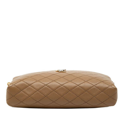 Saint Laurent Cassandra Gabi YSL Logo Quilted Chain Shoulder Bag Pouch Beige