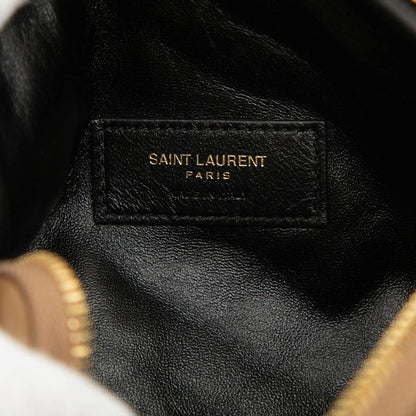 Saint Laurent Cassandra Gabi YSL Logo Quilted Chain Shoulder Bag Pouch Beige