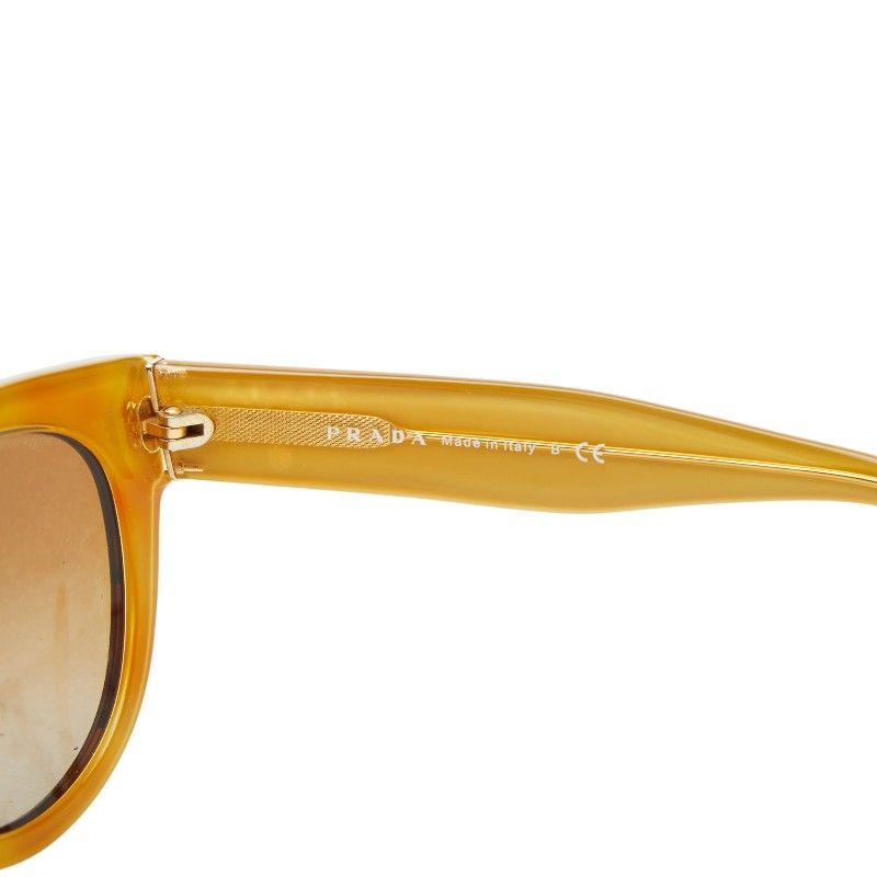 Prada Logo Cat Eye Sunglasses Brown Yellow Acetate Eyewear