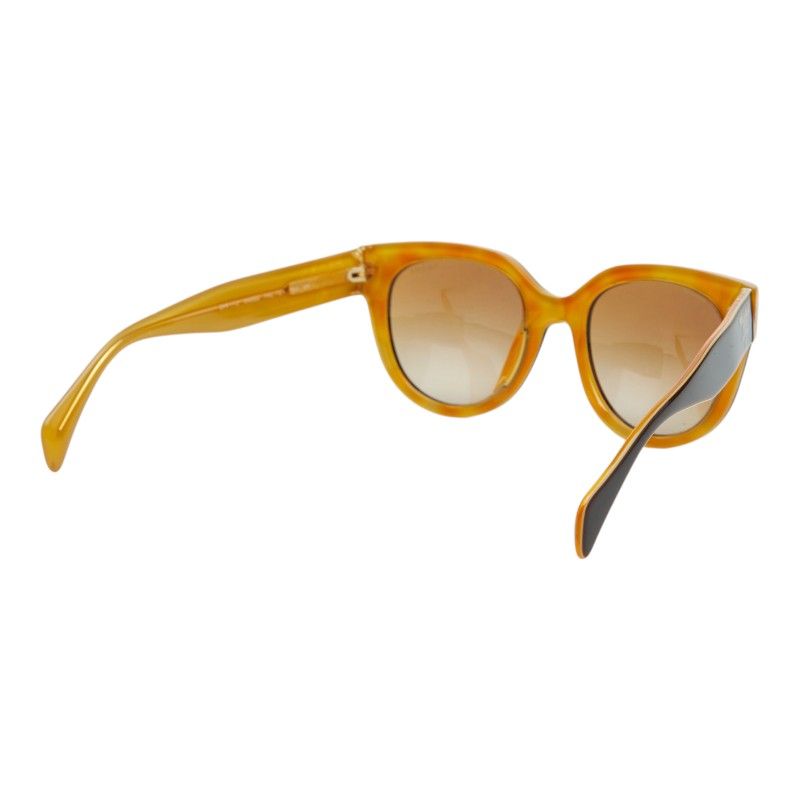 Prada Logo Cat Eye Sunglasses Brown Yellow Acetate Eyewear