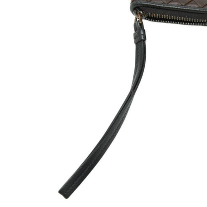 Bottega Veneta Intrecciato L-shaped Zipper Coin Purse Brown Leather