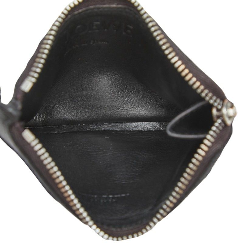 Loewe Anagram L-shaped Zipper Fragment Case Card Black Leather