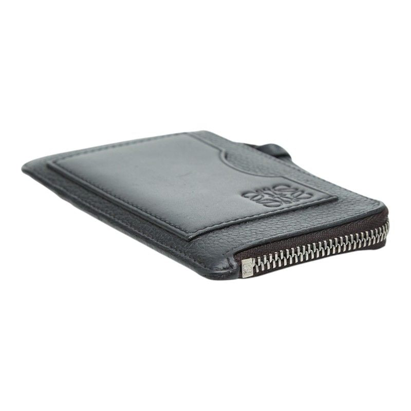 Loewe Anagram L-shaped Zipper Fragment Case Card Black Leather