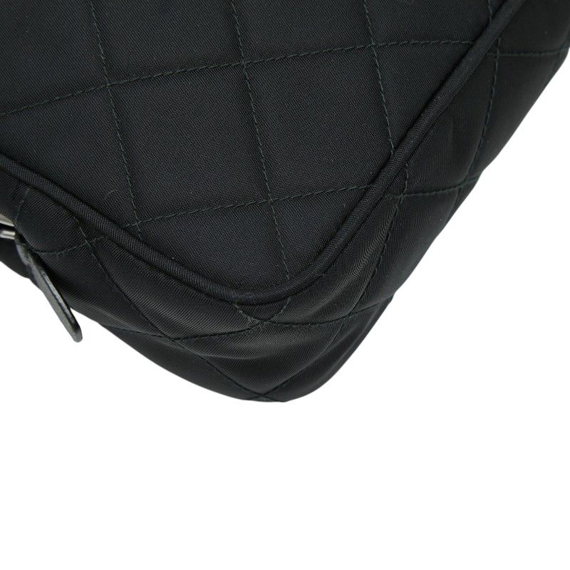 Prada Chain Quilted Handbag Black Nylon
